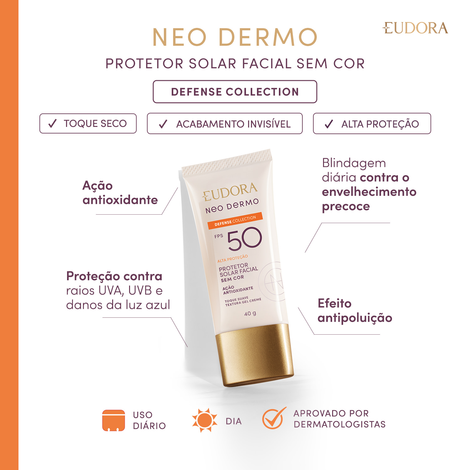 Neo Dermo Combo Neo Dermo: Protetor Solar FPS 50 40g + Gel de Limpeza Facial 150g