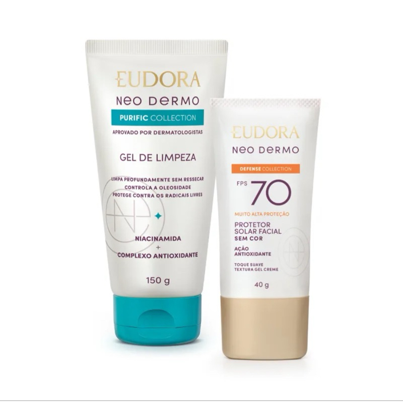 Neo Dermo Combo Facial: Protetor Solar Facial Fps 70 Cor 1 40g + Creme Hidratante Facial Uniformizador 50g