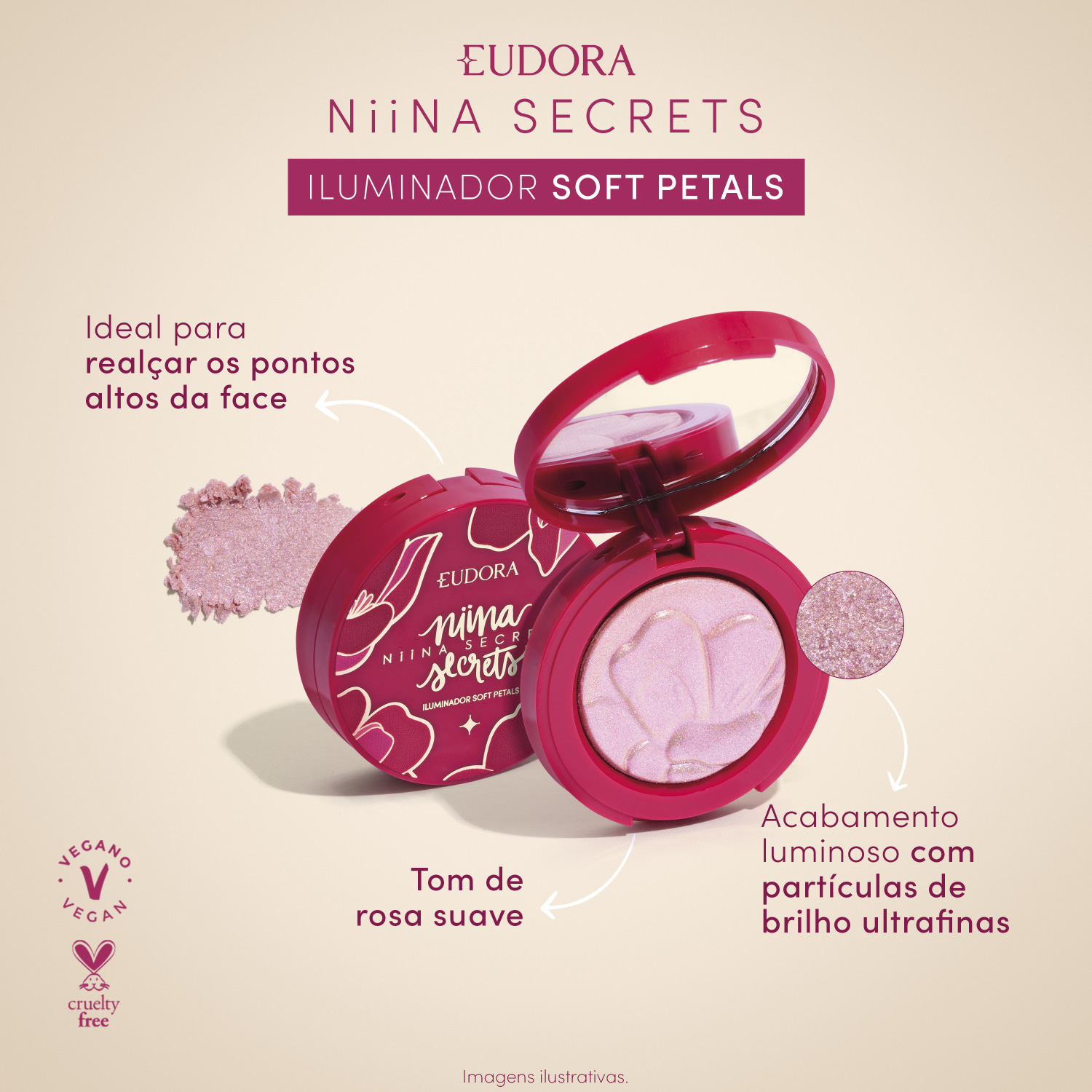Niina Secrets Combo Soft Petals: Paleta + Iluminador + Lápis