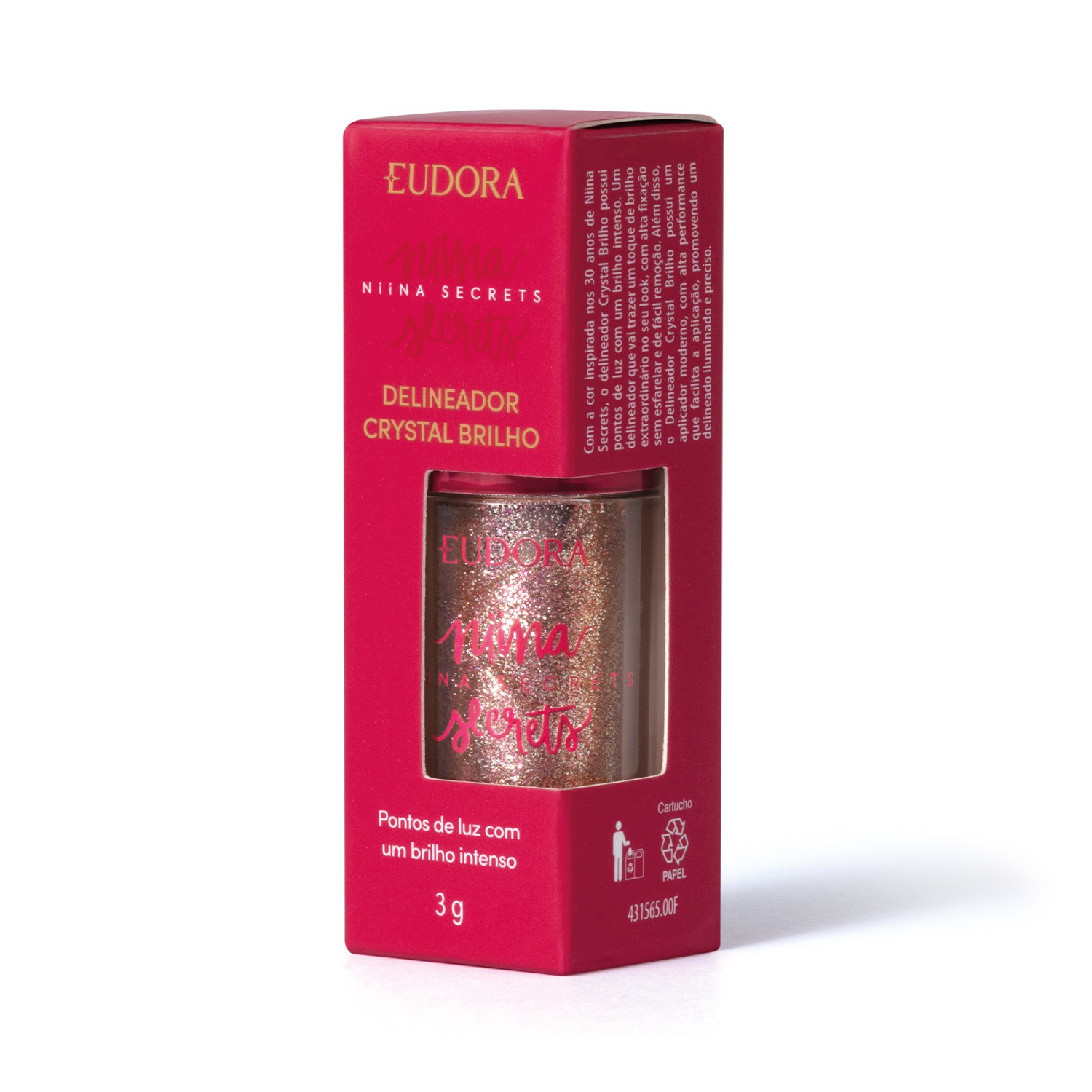 Niina Secrets Combo Niina Secrets: Delineador Crystal Brilho Rose Gold 3g + Hidra Balm Vinho 3,2g + Primer Hidra Glow 16ml