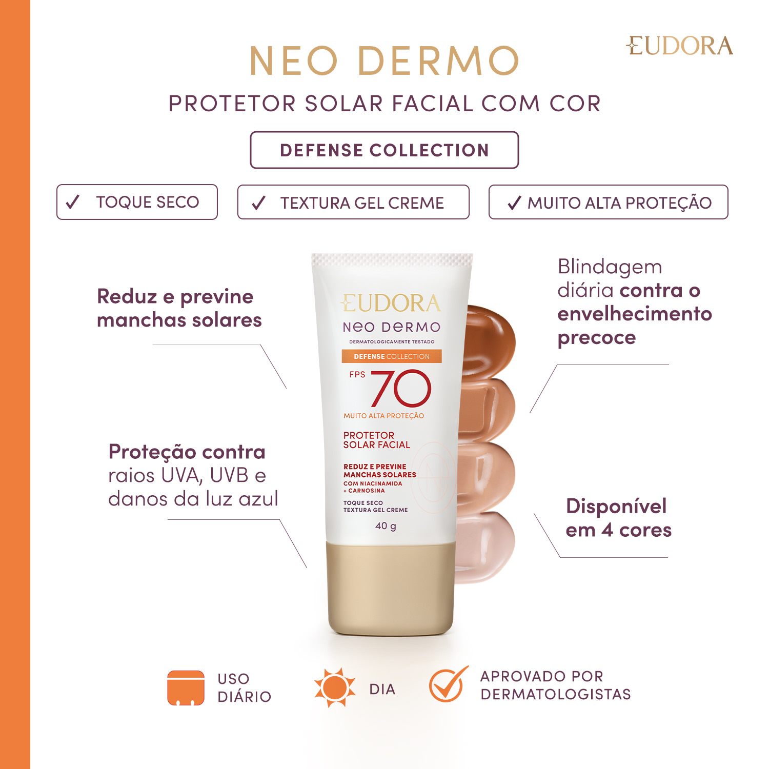 Neo Dermo Kit Eudora FPS70 Cor 2 45+ (3 Produtos)